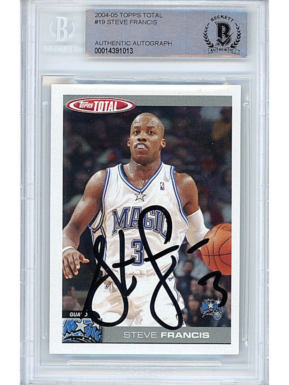 Steve Francis Signed Magic 2004-05 Topps Total Basketball Card Beckett Autograph